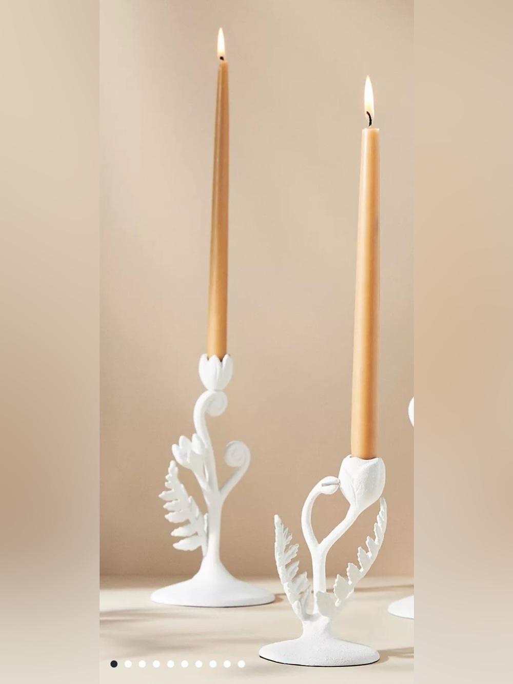 Anthropologie Fiddlehead Fern Taper Candle Holder Set
